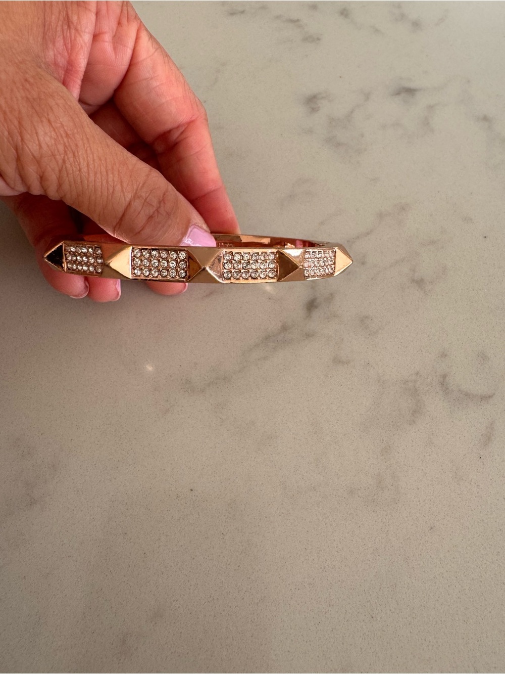 Vince Camuto Rose Gold Crystal Pyramid Bangle Bracelet- stackable